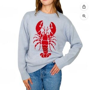 Vince Camuto Light Blue Sweater with Red Lobster Design